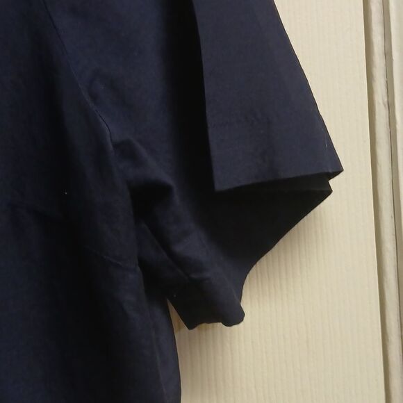 COLDWATER CREEK SEMI SHEER Navy Blue Short Sleeve Blouse Size M (10-12) - Picture 5 of 10